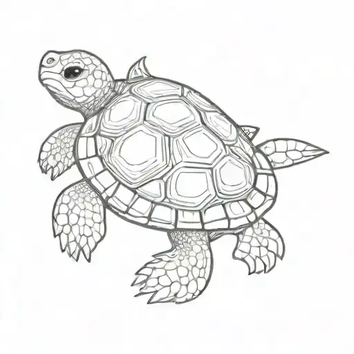 Black And White Small Cute Turtle