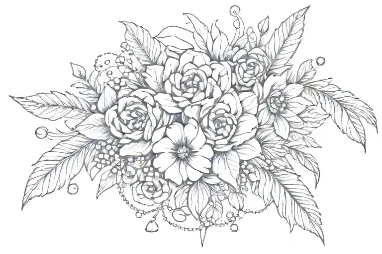 Beads Flowers Feather Intertwined