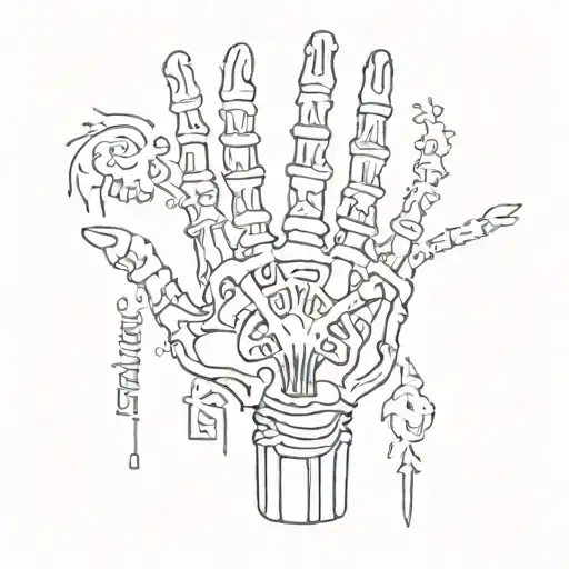 Skeleton Hand Hangloose Sign With The Words Get Roudy Dont Die Around It