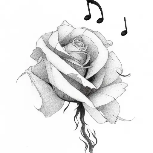 Wild Rose And A Music Note