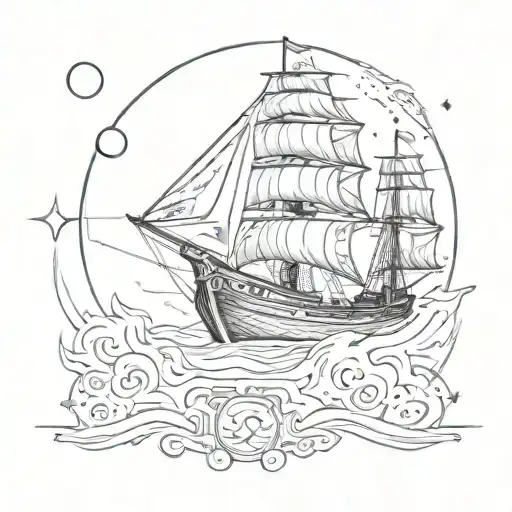 A Viking Ship Sailing Through Space With Star Trek Inspired Elements