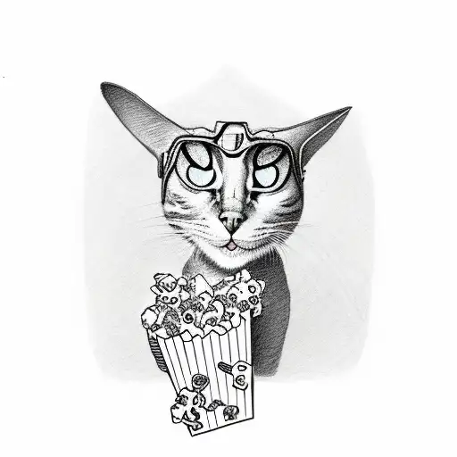 Human Faced Person Wearing A Cat Themed Onesie Eating Popcorn