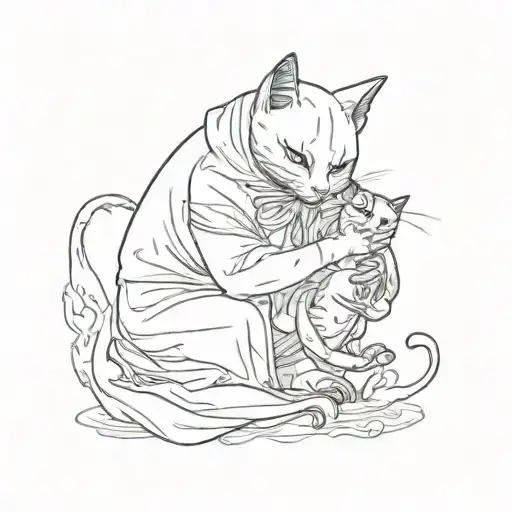 Sheet Ghost Holding Black Cat