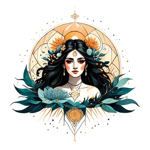 Woman Inspired Design Incorporating Elements Of Universal Love And Spiritual Symbols