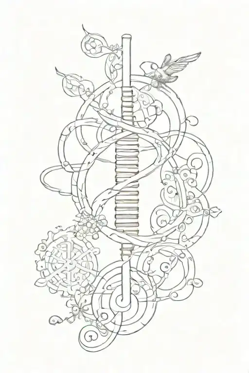 A Tattoo Which Contains Dna And Triskelion Seperately Connected