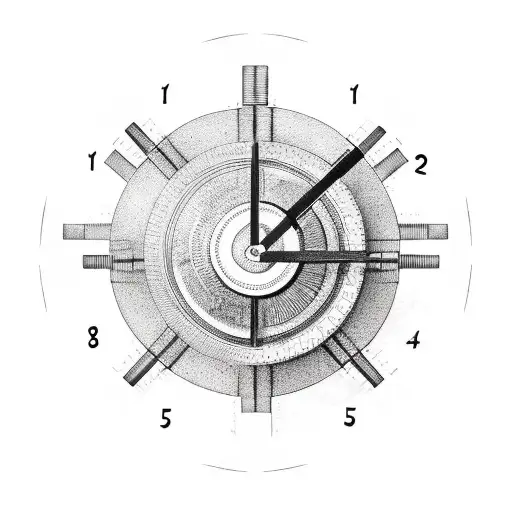 Train Wheel With Clock And Gears