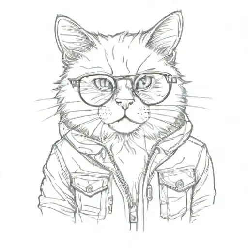 Cat Wearing Jacket And Sunglasses