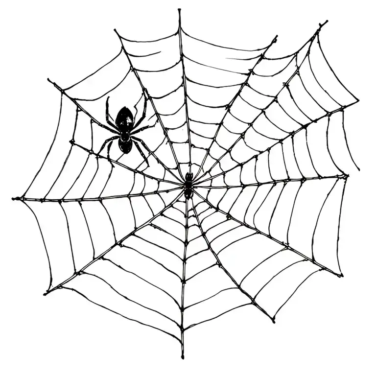 Spiderweb And Blackwidow Spider Weaving A Web