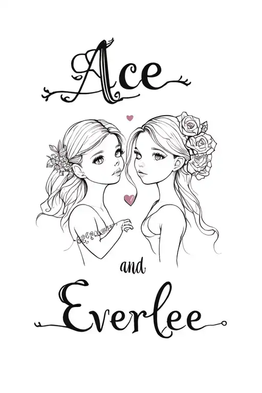 Dainty Unique Tattoo Design With My Two Kids Name Ace And Everlee