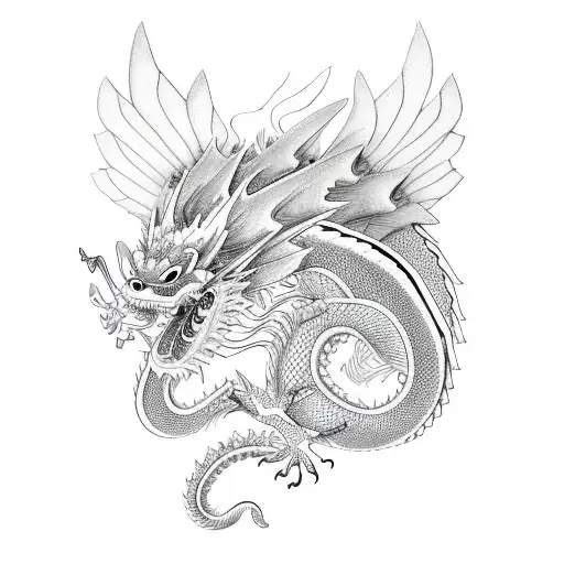 Chinese Dragon With Butterfly Wings