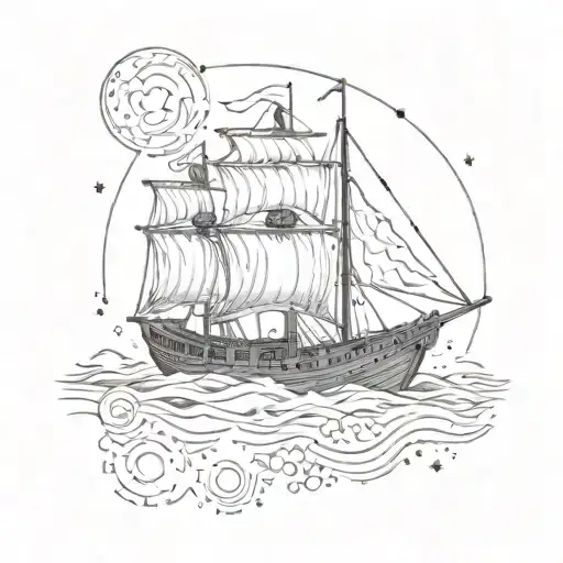 Viking Longship Sailing Through A Galaxy Made Of Ipsc Shooting Targets