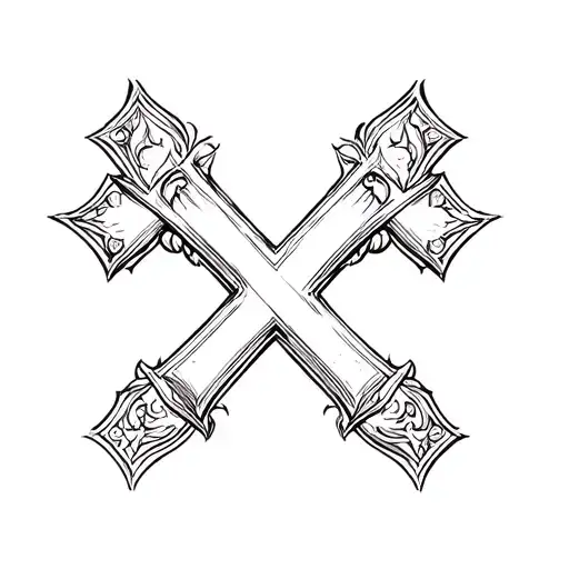 Fine Line Templar Cross Tatoo Design