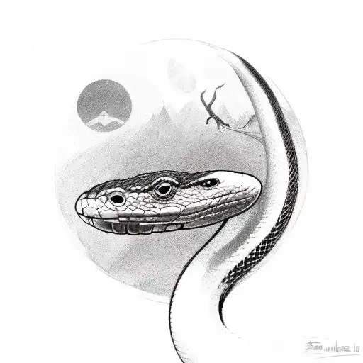 Raven And A Snake Together