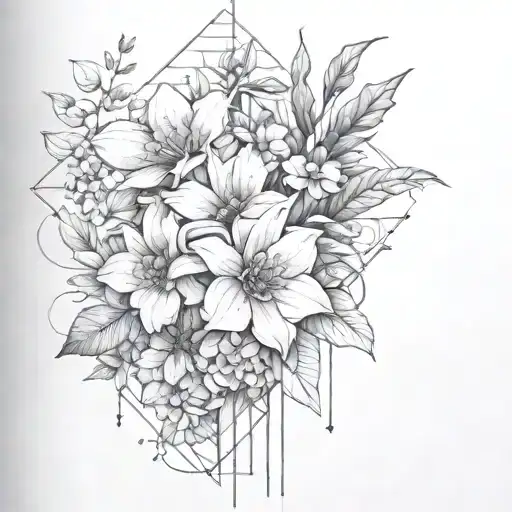Realism Flowers With Architectural Lines
