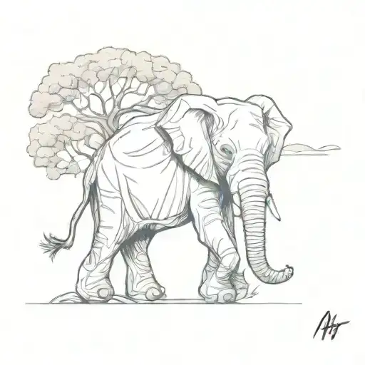 Elephant With The Tree