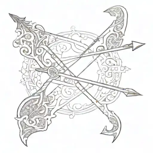 Ancient Greek Bow And Arrow Design With Intricate Patterns