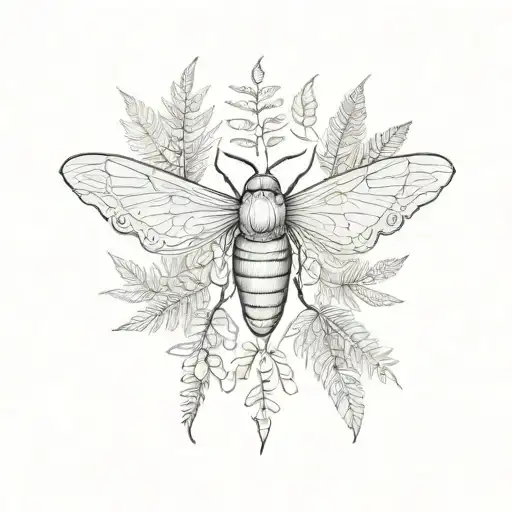 Symmetrical Moth With Ferns