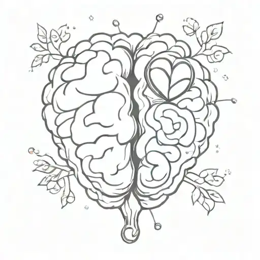 Cartoon Anatomical Brain And Heart