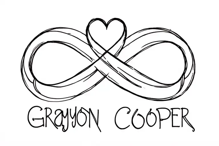 Fine Line Tattoo With Grayson Cooper Written Within An Infinity Symbol With Maybe A Heart
