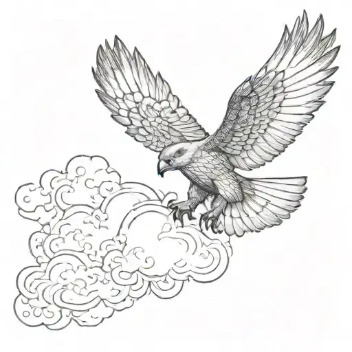A Hawk Flying Above The Clouds