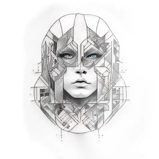 Design A Tattoo Featuring A Face With Modern And Abstract Elements