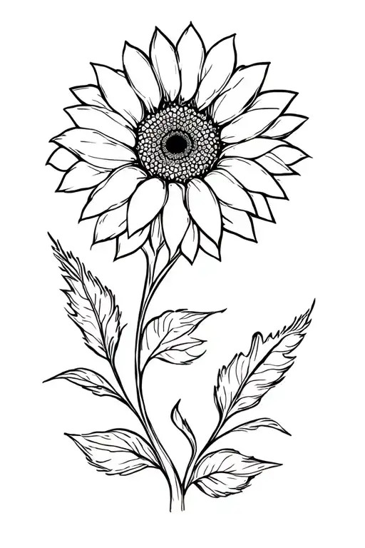 Polynesian Tribal Tattoo With Sunflower