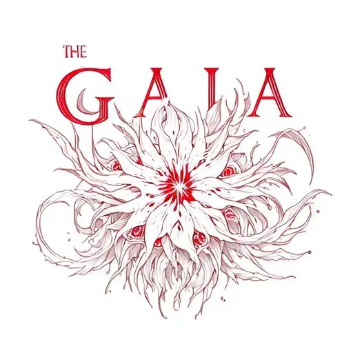 The Word Gaia With A Red Lycoris