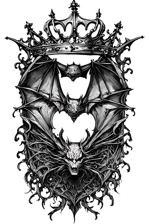 A Bat And A Crown Gothic Style