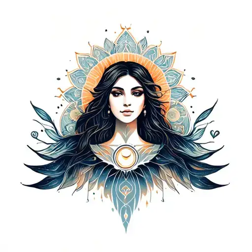 Woman Inspired Design Incorporating Elements Of Universal Love And Spiritual Symbols