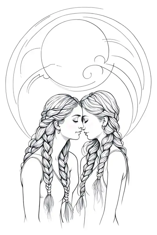 A Mother & 2 Daughters With Their Hair Woven Together In One Braid Looking 13 Moons