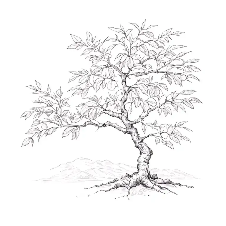 Line Drawing Of A Fig Tree