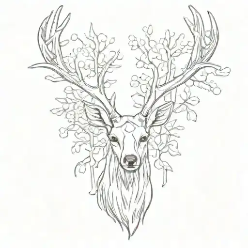 Mule Deer And Elk Antlers With Trees