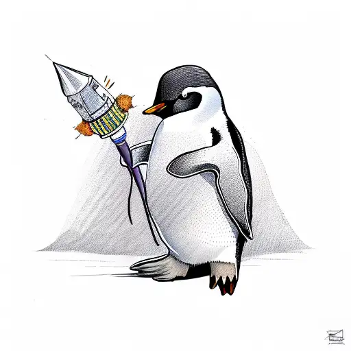 Penguin With Rocket On Back