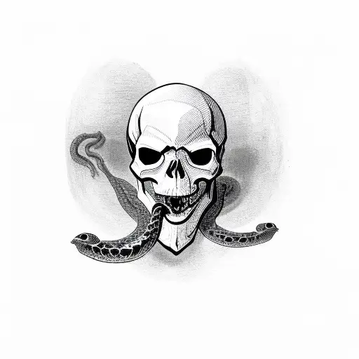 Skull With Snake Through The Eye Of Skull