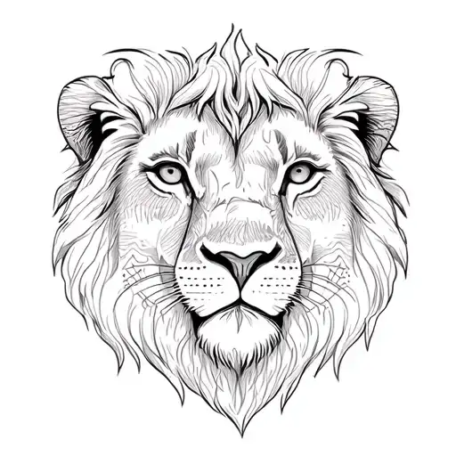 Father Lion And Two Kids Lions Face