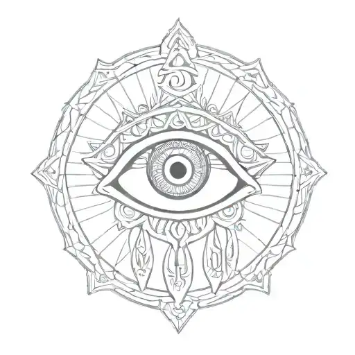 Hamsa Hand With Evil Eye Inside With Earth On Pupil
