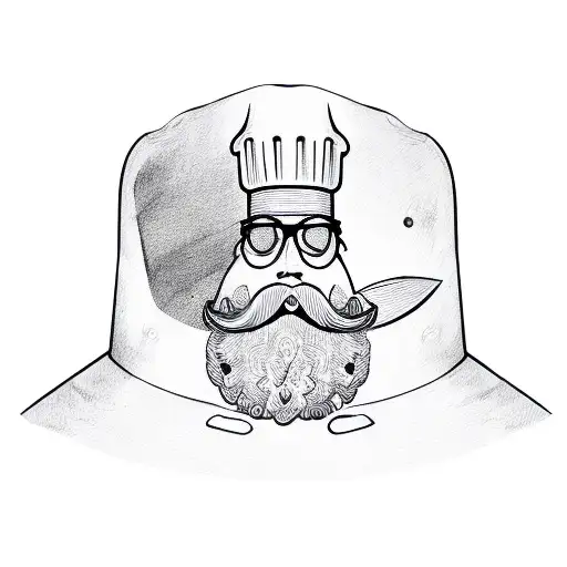 Beard Chef Hat And Two Knifes