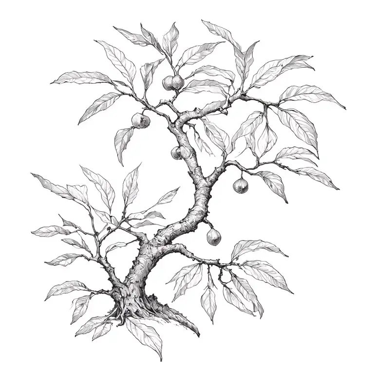 Line Drawing Of A Fig Tree