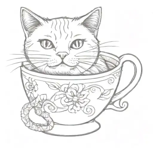 A Whimsical Coffee Cup With A Cat-shaped Handle
