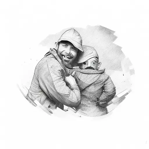 Father With His Son Hugging