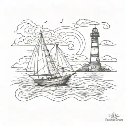 Sailboat And Lighthouse