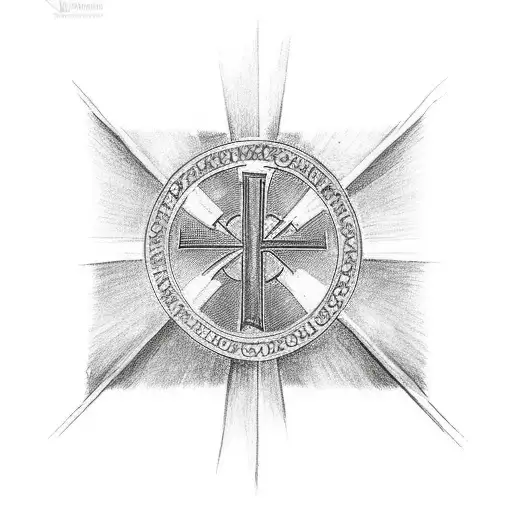 Christian Cross With Banner Written In Latin Christ Is King