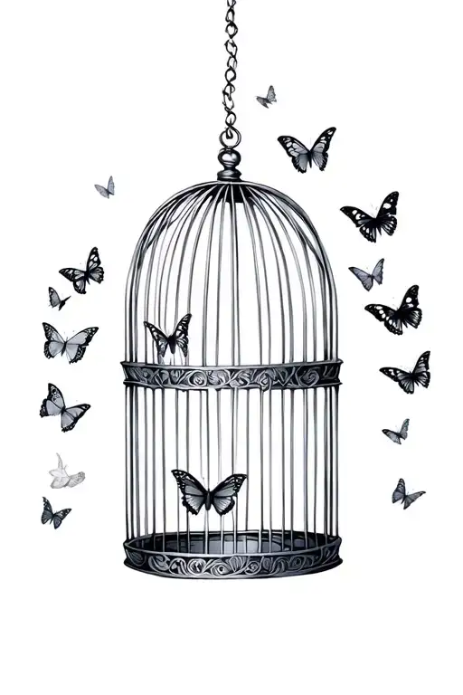 Butterflies Escaping Bird Cage