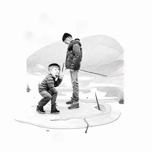 Boy With His Dad Crouched