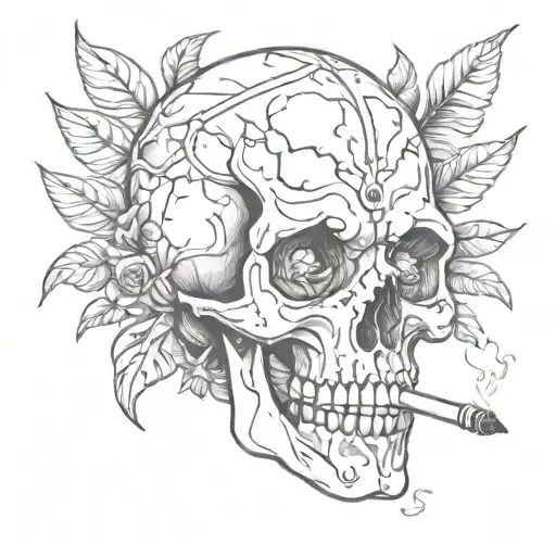 A Skull With Anime Eyes Smoking A Joint