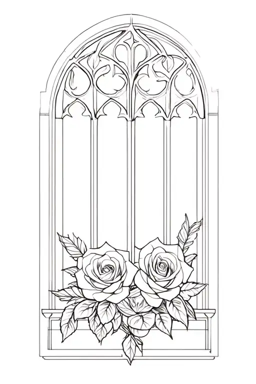 Gothic Window And Roses Wrapped