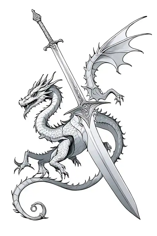 Four Legged Dragon On A Sword