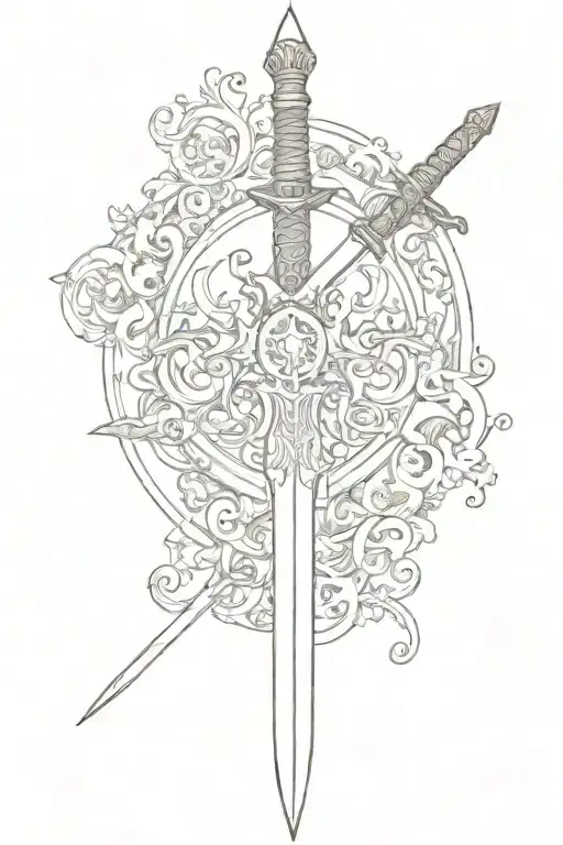 Sword Tattoo Based On Throne Of Glass Blackwork