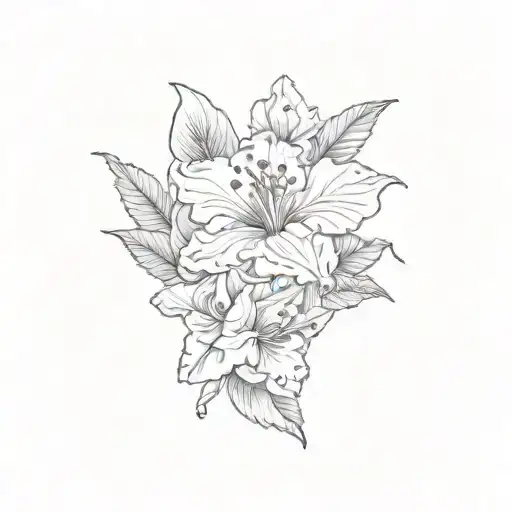 A Hibiscus Flower With Dark Outlines