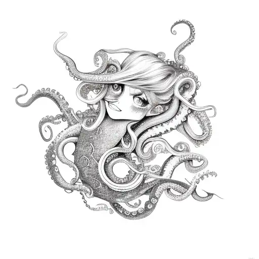 Mermaid With Octopus Tentacles For Hair